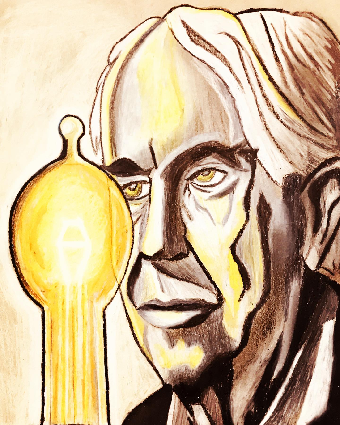 Edison portrait with lightbulb
