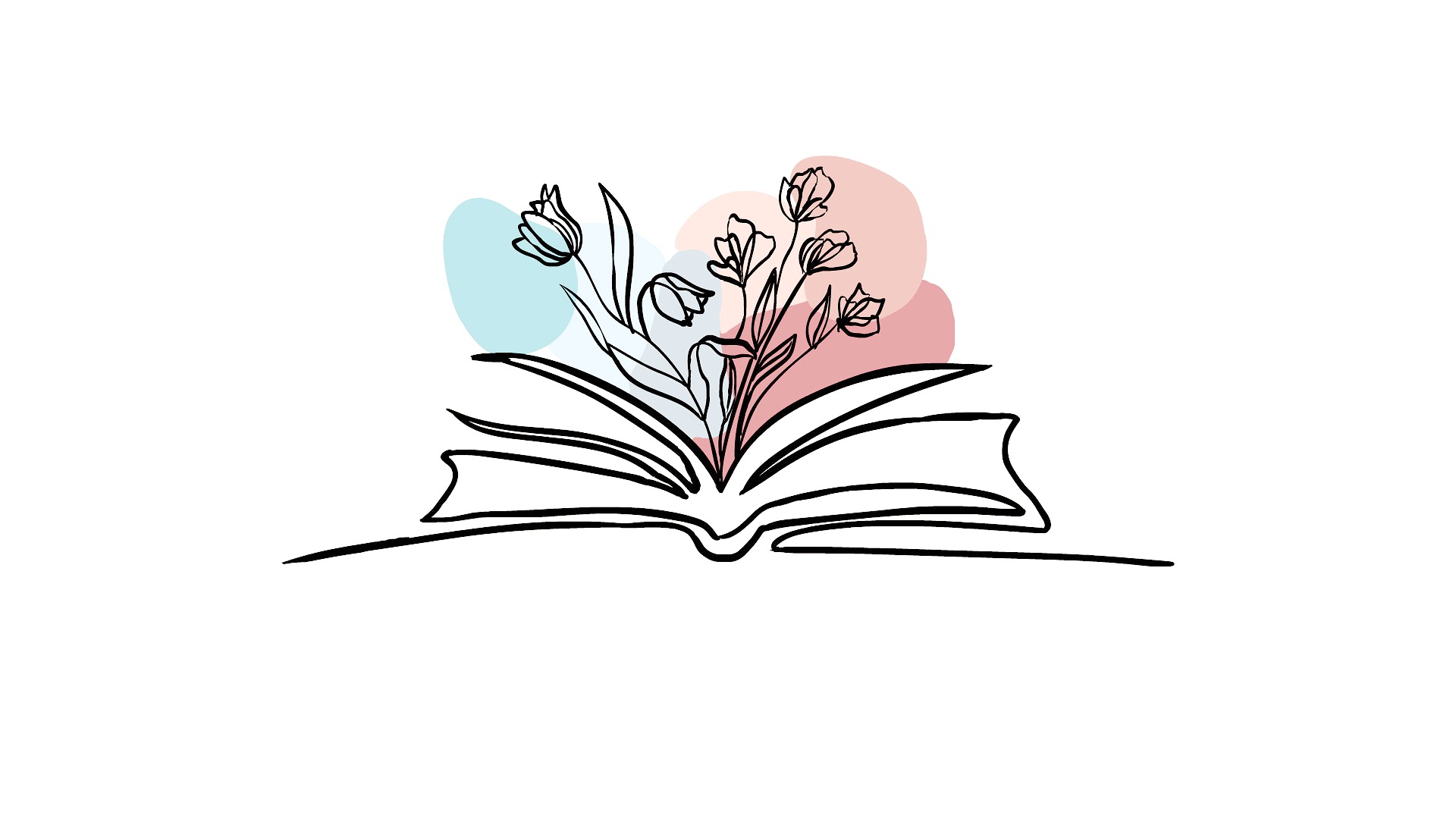 Book & Flowers — Line Art
